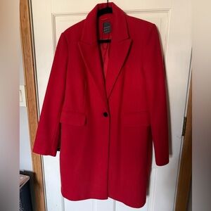 Red Tailored Coat Blazer Style Long Jacket Women’s Size 6